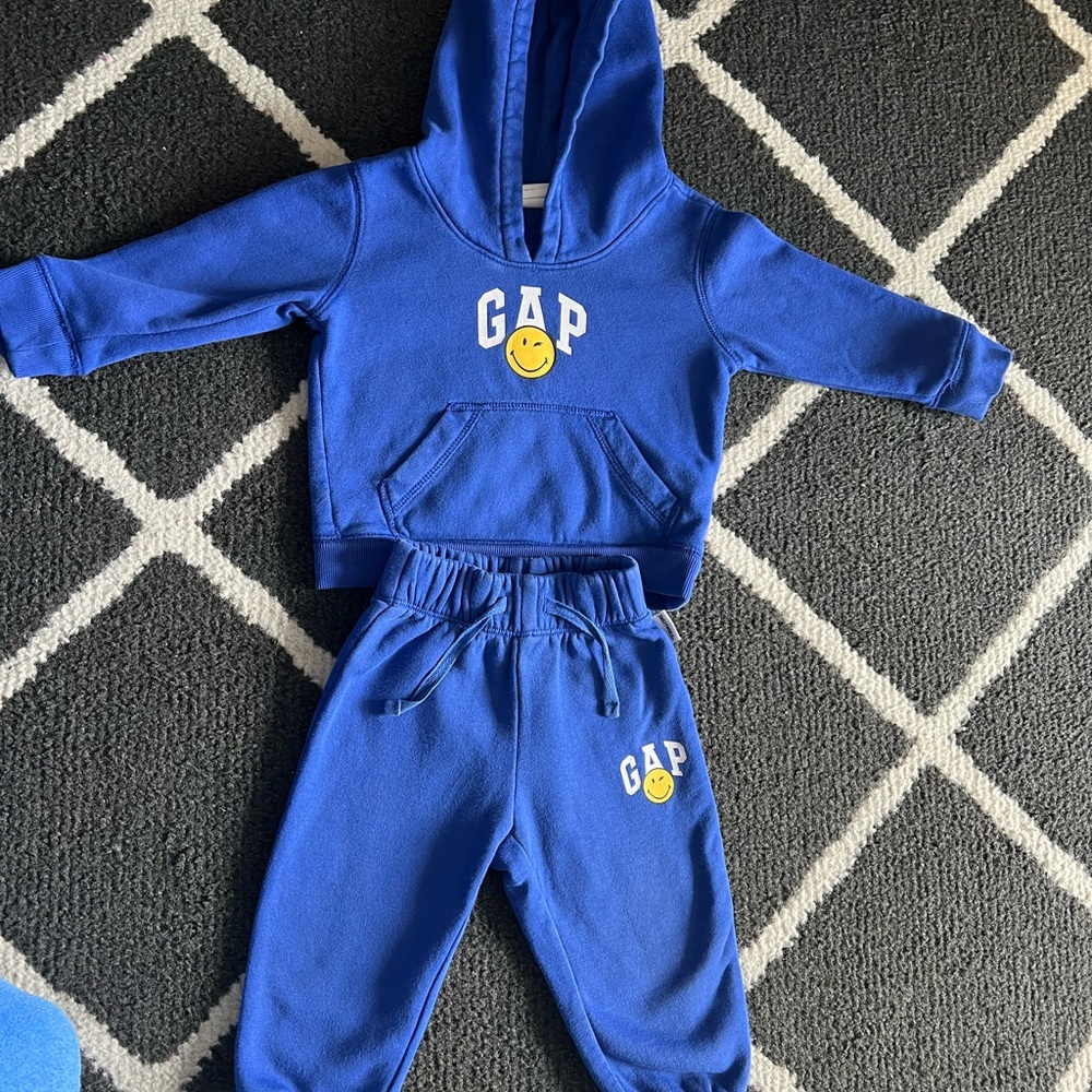 GAP Smiley Blue Baby Hoodie
